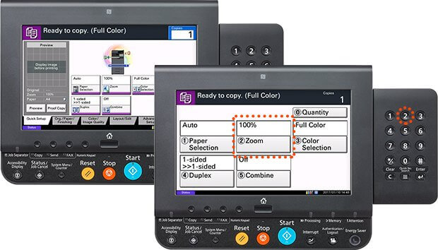 copy machine operation panel